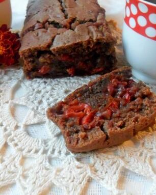 Шоколадный кекс с вишней на кефире