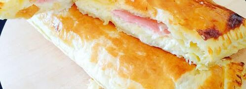 слоеный хачапури с ветчиной. Шаг 6