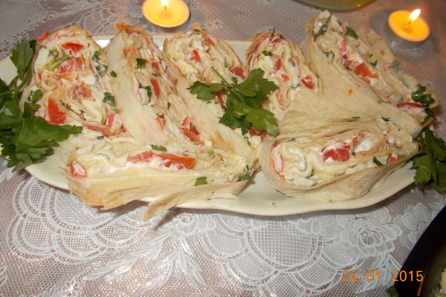 Рецепт лаваша с крабовыми палочками