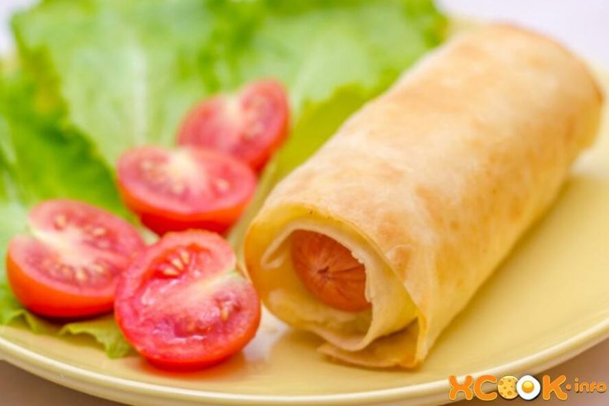 Рецепт лаваша с сосиской и сыром