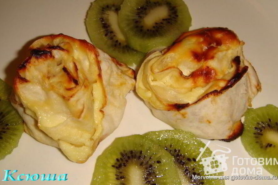 Рецепт запеченных завитков из лаваша с творогом