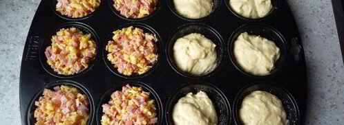 маффины с сыром и ветчиной из дрожжевого теста. Шаг 3