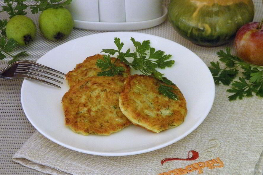 Рецепт оладий из кабачков с творогом