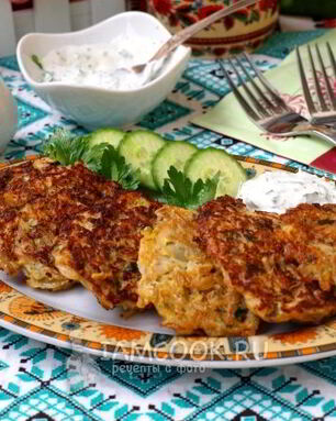 Оладьи из капусты с овсяными хлопьями