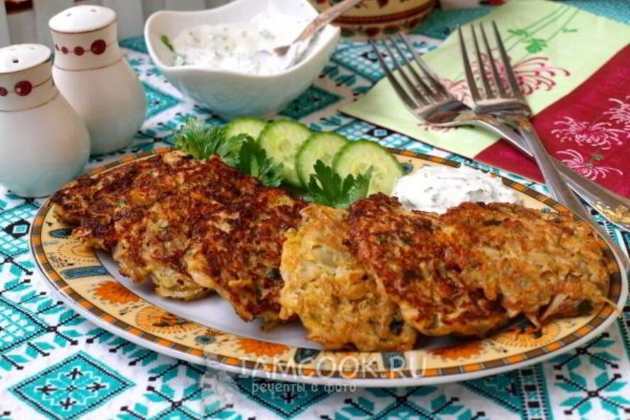 Рецепт оладий из капусты с овсяными хлопьями