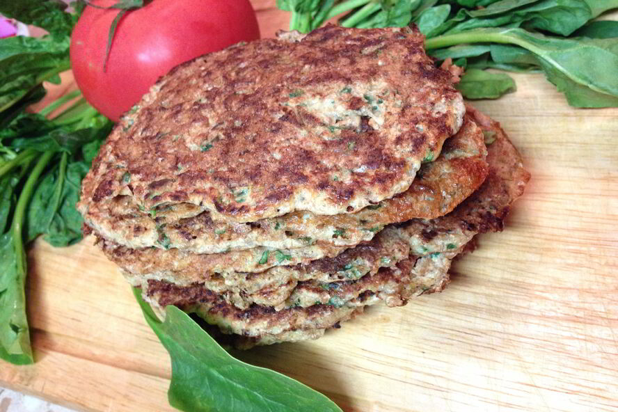 Рецепт оладий из отрубей с творогом и шпинатом