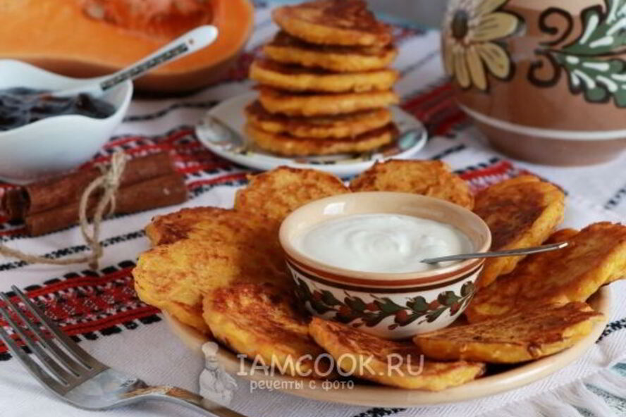 Рецепт тыквенных оладий с сырой тыквой
