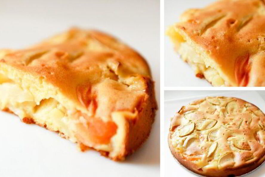 Рецепт йогуртового пирога с абрикосами и яблоками