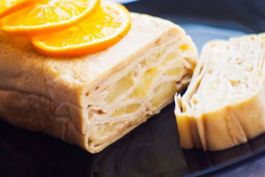 Рецепт пирога из блинов с яблоками и корицей