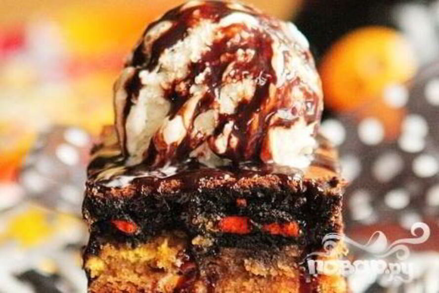 Рецепт пирожных с шоколадными печеньями и m&m's