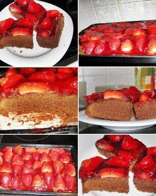 Шоколадные пирожные с клубникой в желе