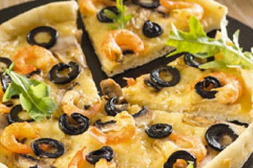 Рецепт мини-пиццы с креветками