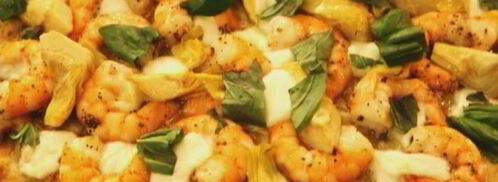 пицца из лаваша с креветками, артишоками и моцареллой. Шаг 7