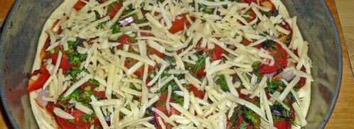 пицца на жидком тесте со свининой, помидорами и перцем. Шаг 17