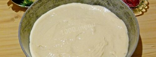 пицца на жидком тесте со свининой, помидорами и перцем. Шаг 8