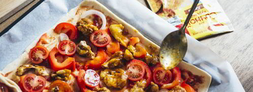 пицца с курицей карри на слоеном тесте. Шаг 8