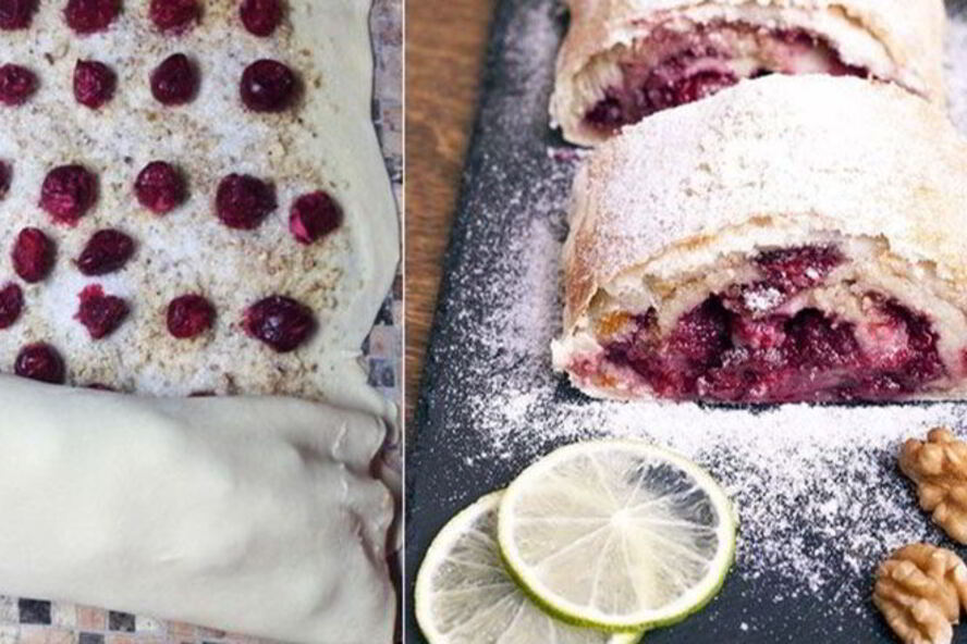 Рецепт ленивого штруделя с вишней