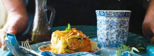 штрудель с лососем, моцареллой и шпинатом. Шаг 7