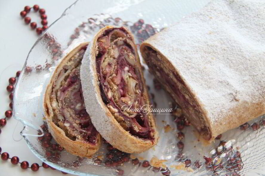 Рецепт яблочно-вишневого штрудель