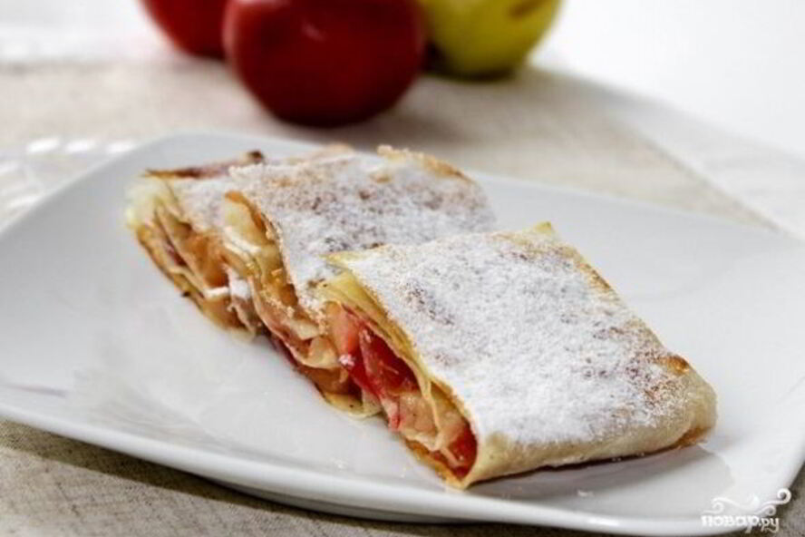 Рецепт яблочного штруделя из лаваша