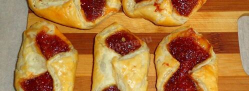 слойки с вареньем из слоеного теста. Шаг 8