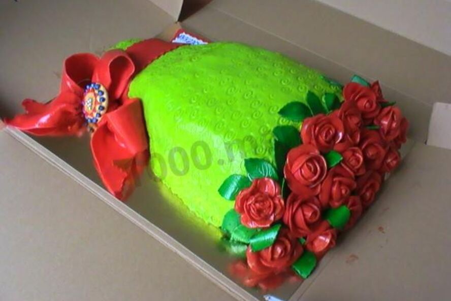 Рецепт торта с бантом из мастики букет роз