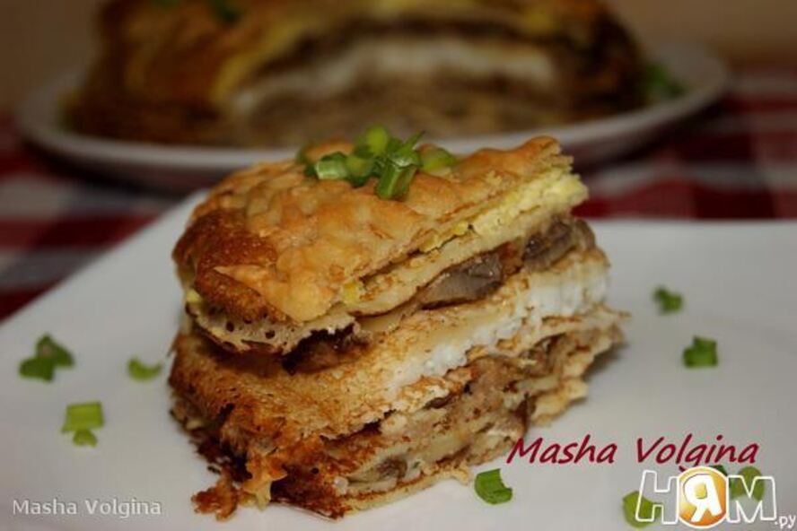 Рецепт закусочного блинного торта