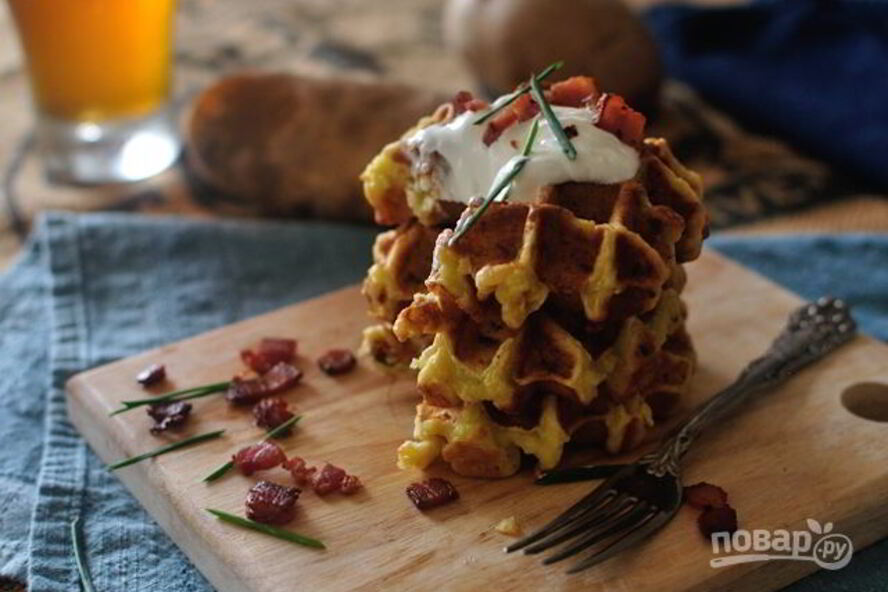 Рецепт картофельных вафель с беконом