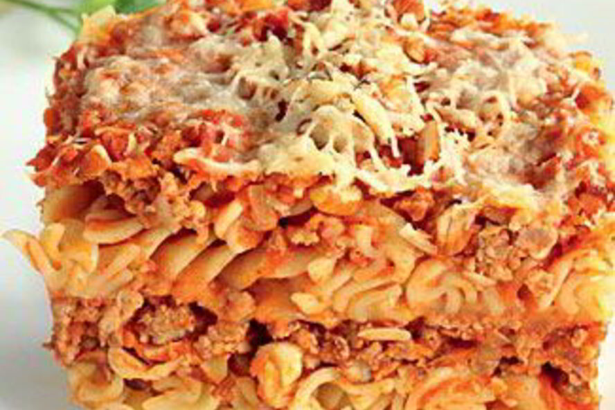 Рецепт макаронной запеканки со свининой и миндалем