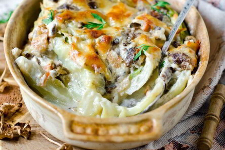 Рецепт запеканки из капусты с грибами