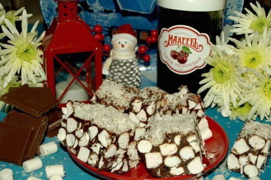 Рецепт маршмеллоу с шоколадом и вишневым джемом