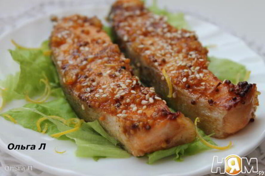 Рецепт семги в апельсиново-лимонном джеме