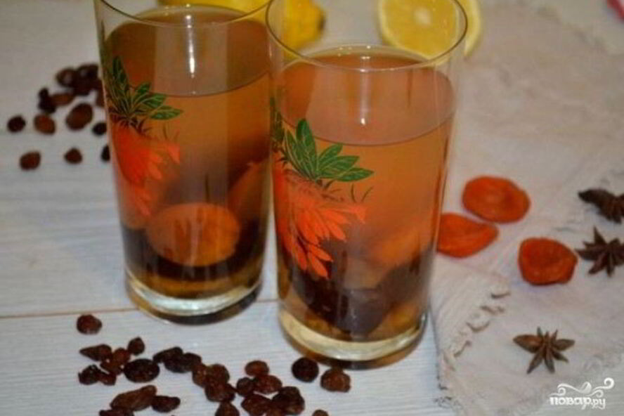 Рецепт компота из кураги и чернослива и изюма