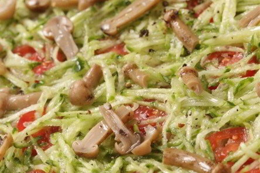 Рецепт тиана из тертого редиса, огурца и маринованных грибов с нерафинированным подсолнечным маслом