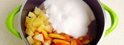 варенье из персиков и консервированных ананасов. Шаг 5