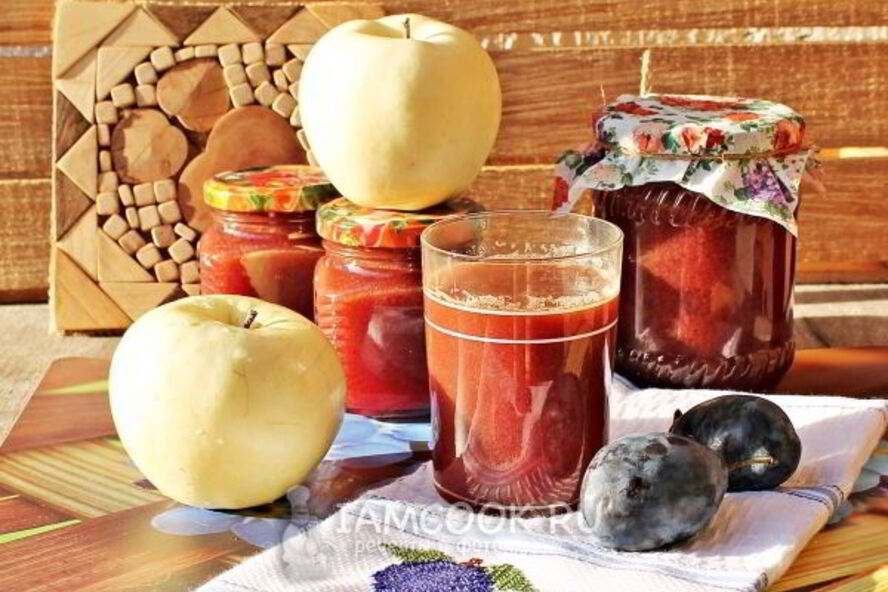Рецепт яблочно-сливового сок на зиму