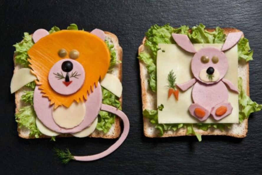 Рецепт детских бутербродов львенок и зайчонок