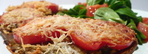 горячие бутерброды с баклажаново-кунжутной икрой и томатами. Шаг 2