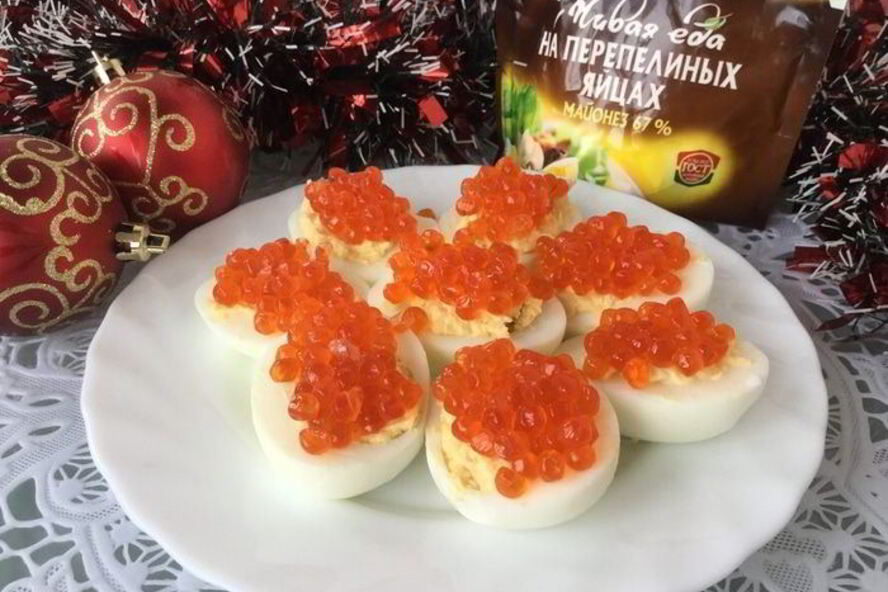 Рецепт яиц, фаршированных икрой