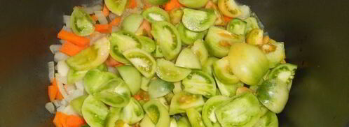 овощная икра с зелеными помидорами в мультиварке. Шаг 4