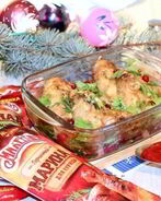 Маринованные куриные крылышки c овощами