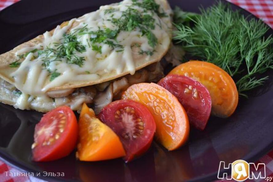 Рецепт омлета с сыром и грибами