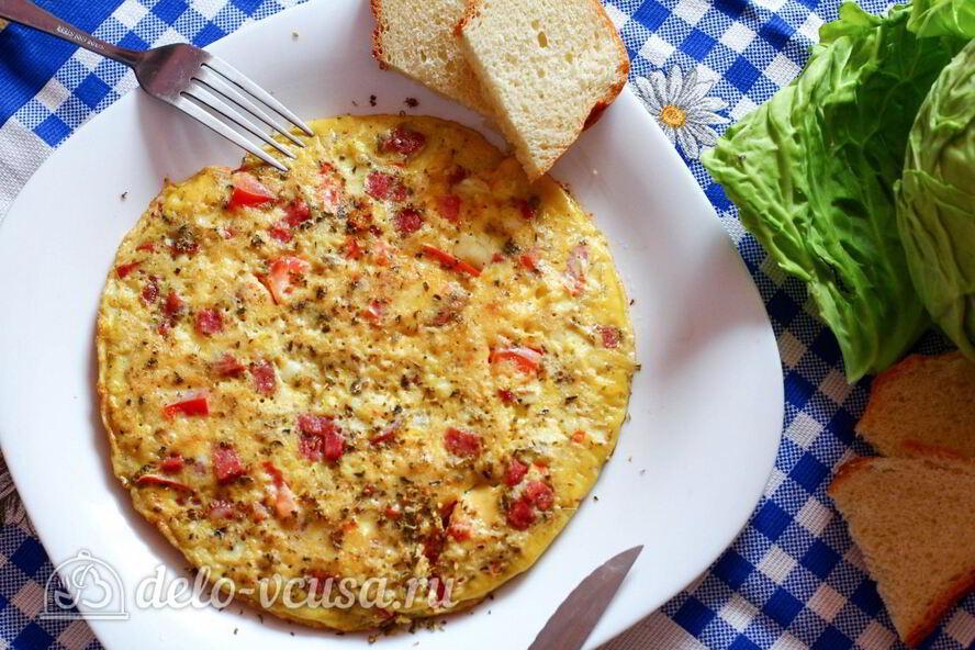 Рецепт омлета с ветчиной и сыром