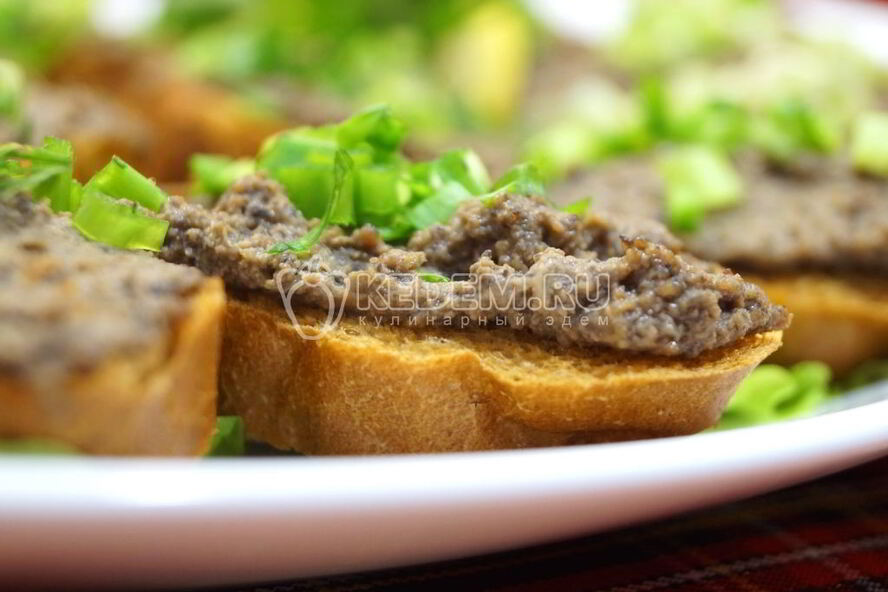 Рецепт паштета из куриной печени с грибами
