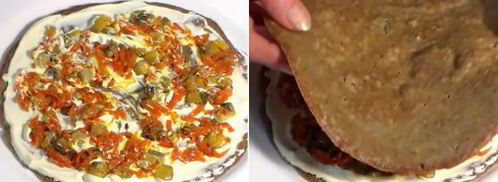 печеночный торт с грибами. Шаг 5