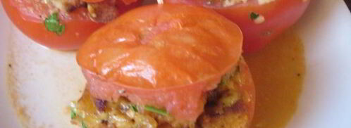 помидоры фаршированные курицей, сыром и гренками. Шаг 6