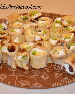 Сладкие роллы из блинов