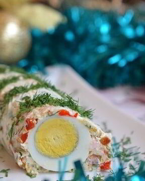 Праздничный рулет с креветками