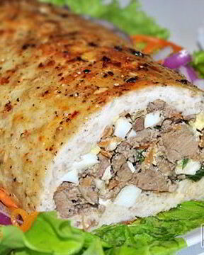 Рулет из куриного фарша с печенью