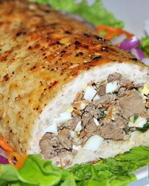 Рулет из куриного фарша с печенью